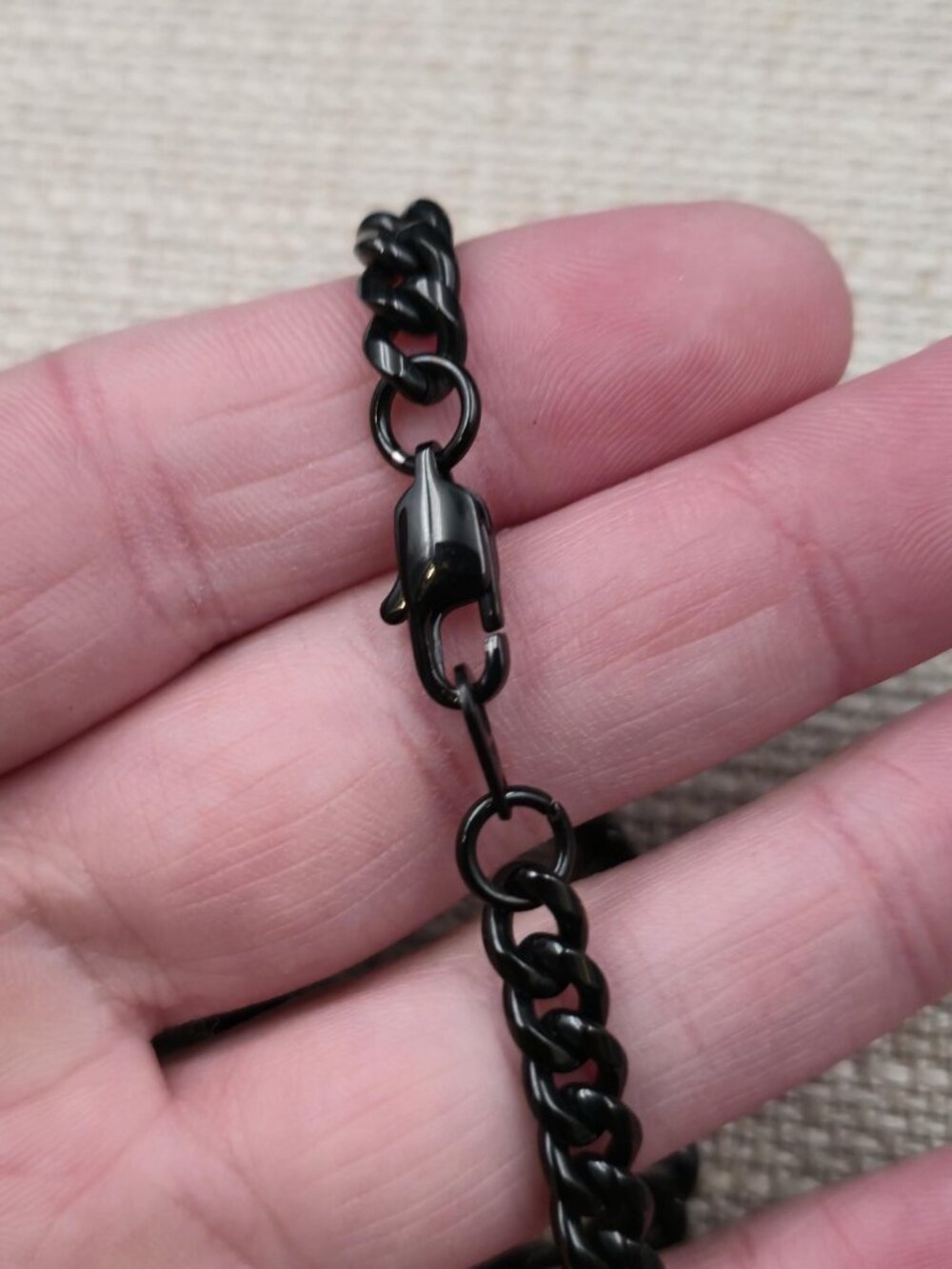 24 Inch Black Ion Plating Stainless Steel Curb Chain Necklace A7306 - Picture 4 of 6
